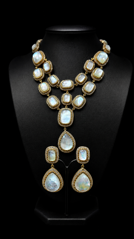 Iridescent Mother-of-Pearl Statement Jewellery Set