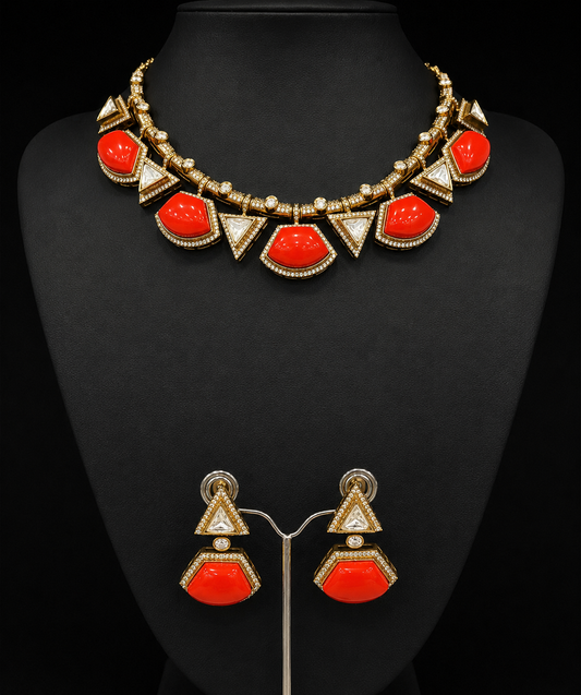 Orange Doublet Stone Necklace