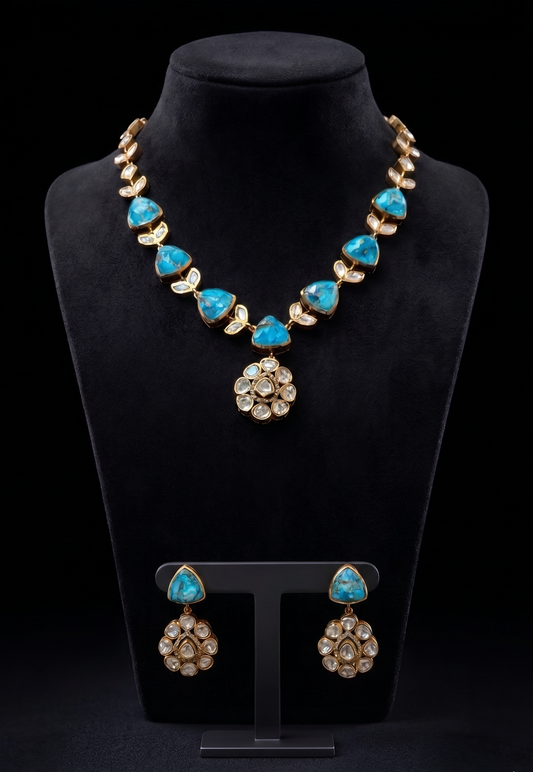 Vibrant Turquoise and Polki Floral Heritage Set
