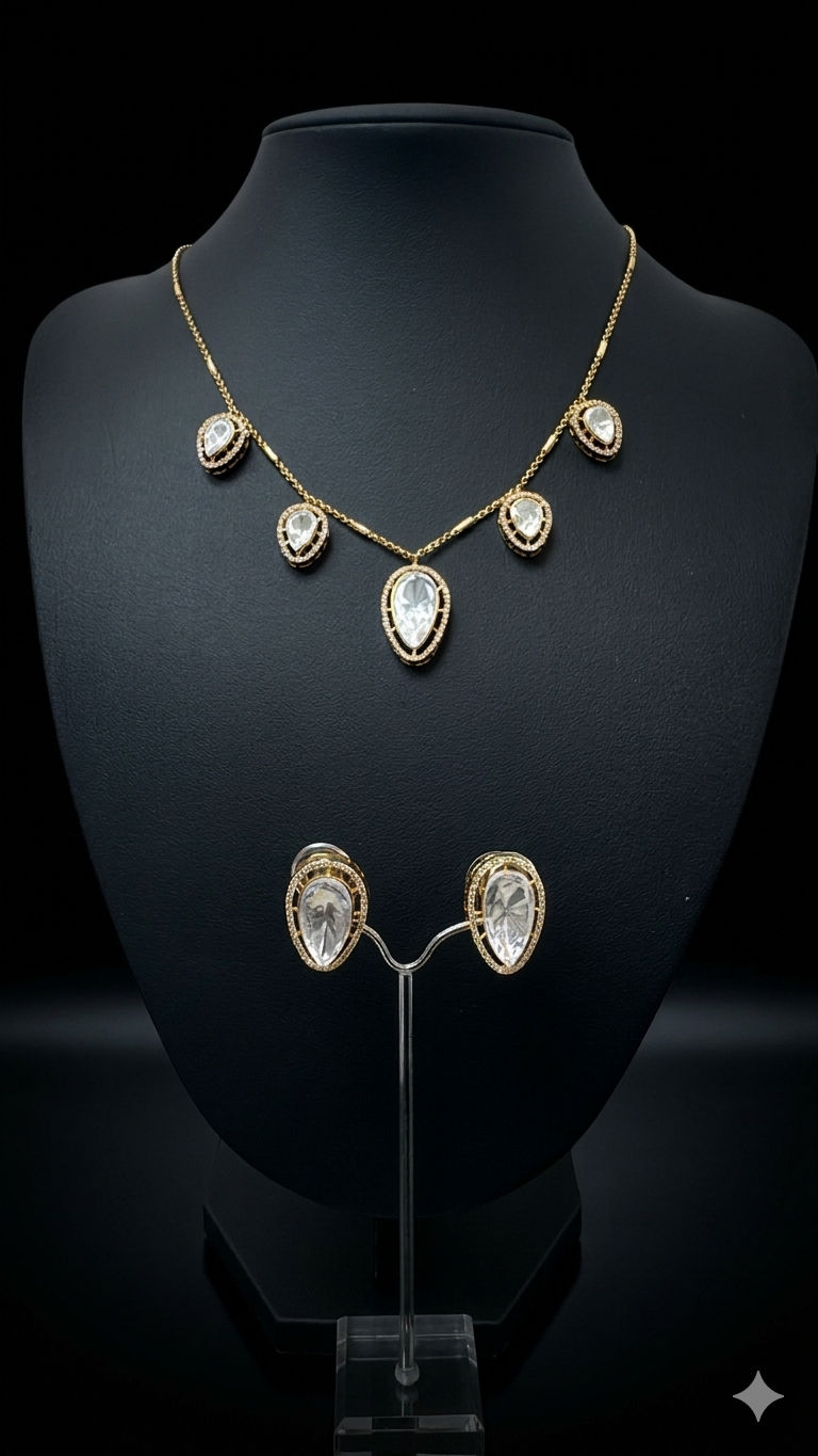 pear shaped silver CZ Necklace