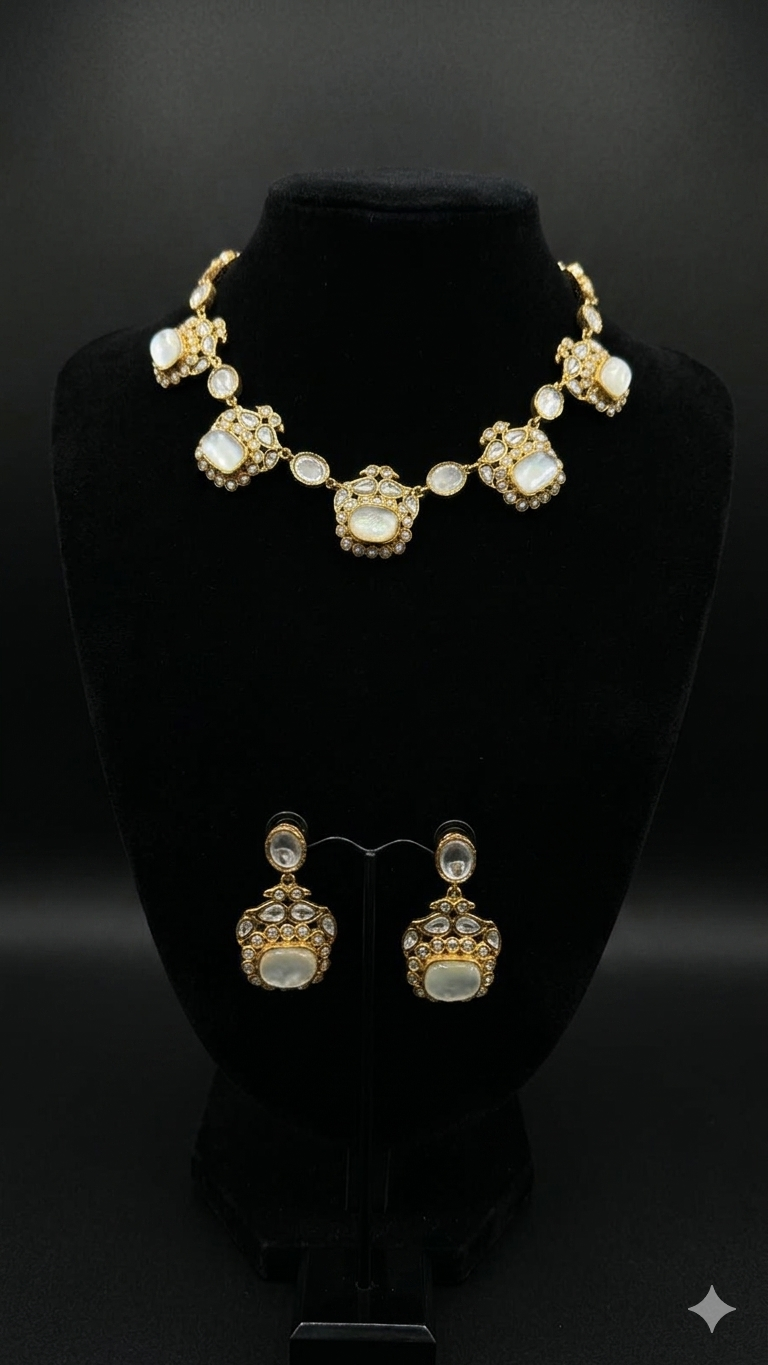 Antique Style Polki Necklace