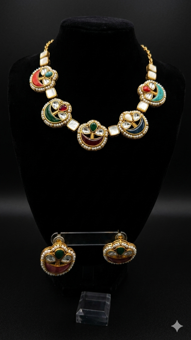 Vibrant Crescent Multi-Gemstone Heritage Set