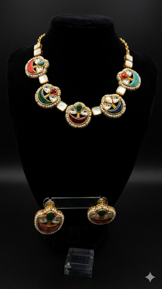 Vibrant Crescent Multi-Gemstone Heritage Set