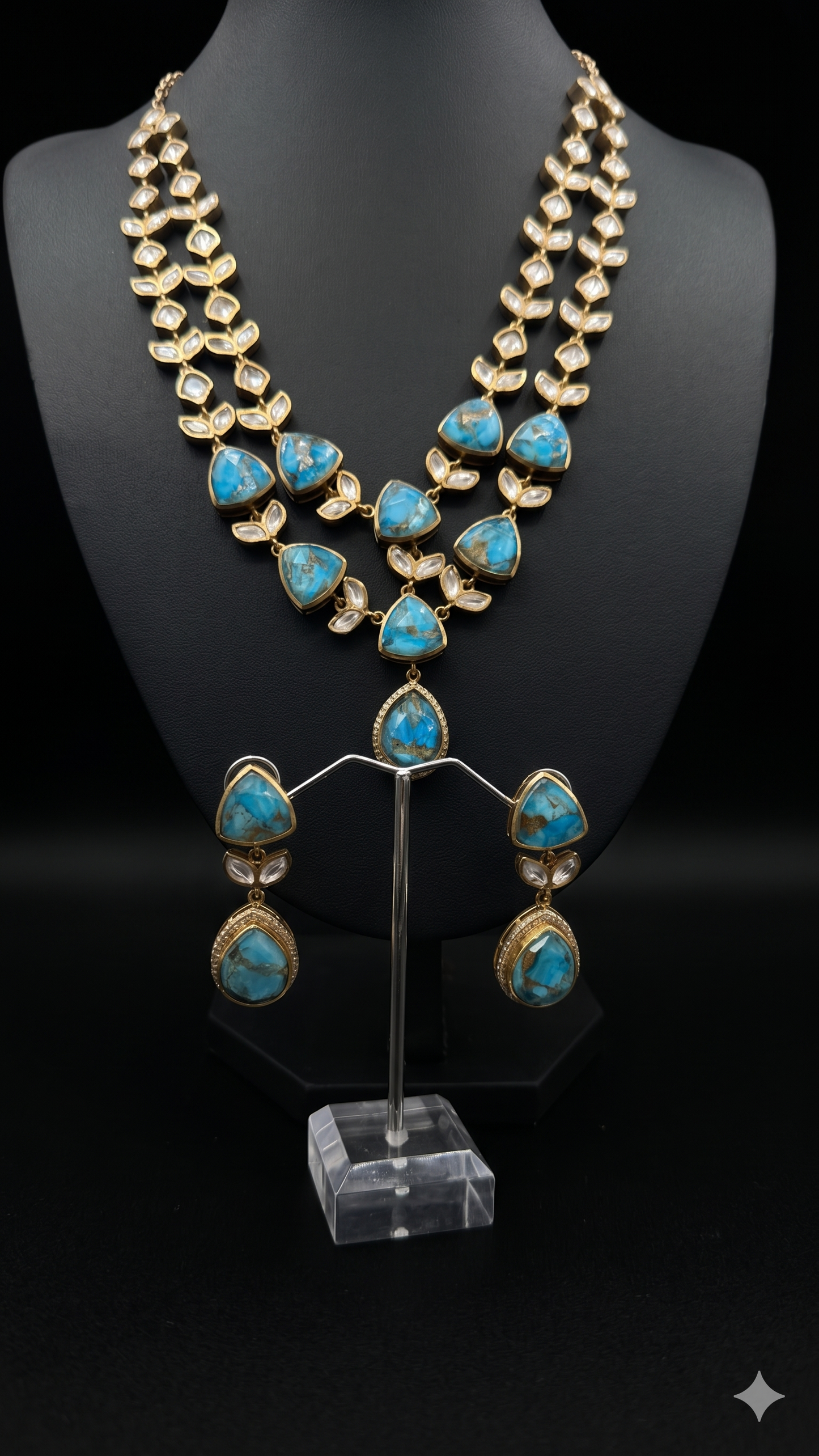 Bohemian Turquoise and Polki Gold Statement Set
