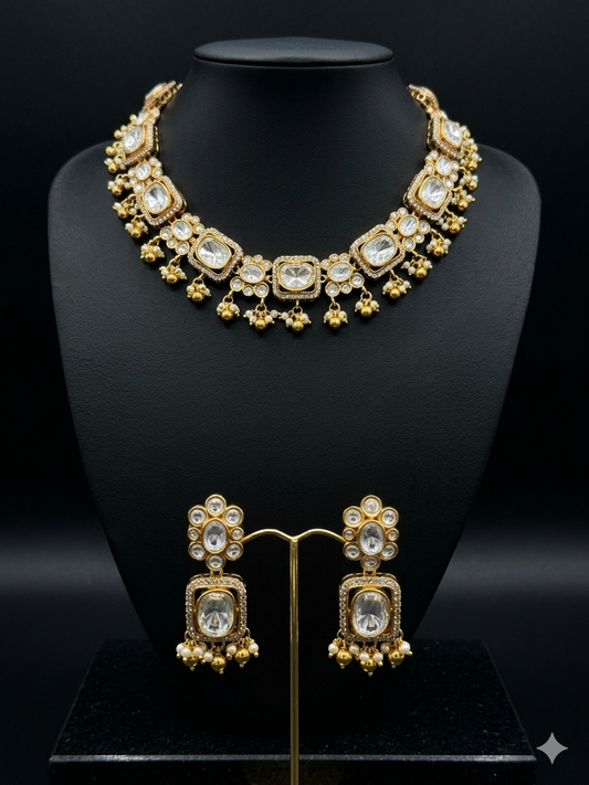 Elegant Polki-Style Choker and Earring Set