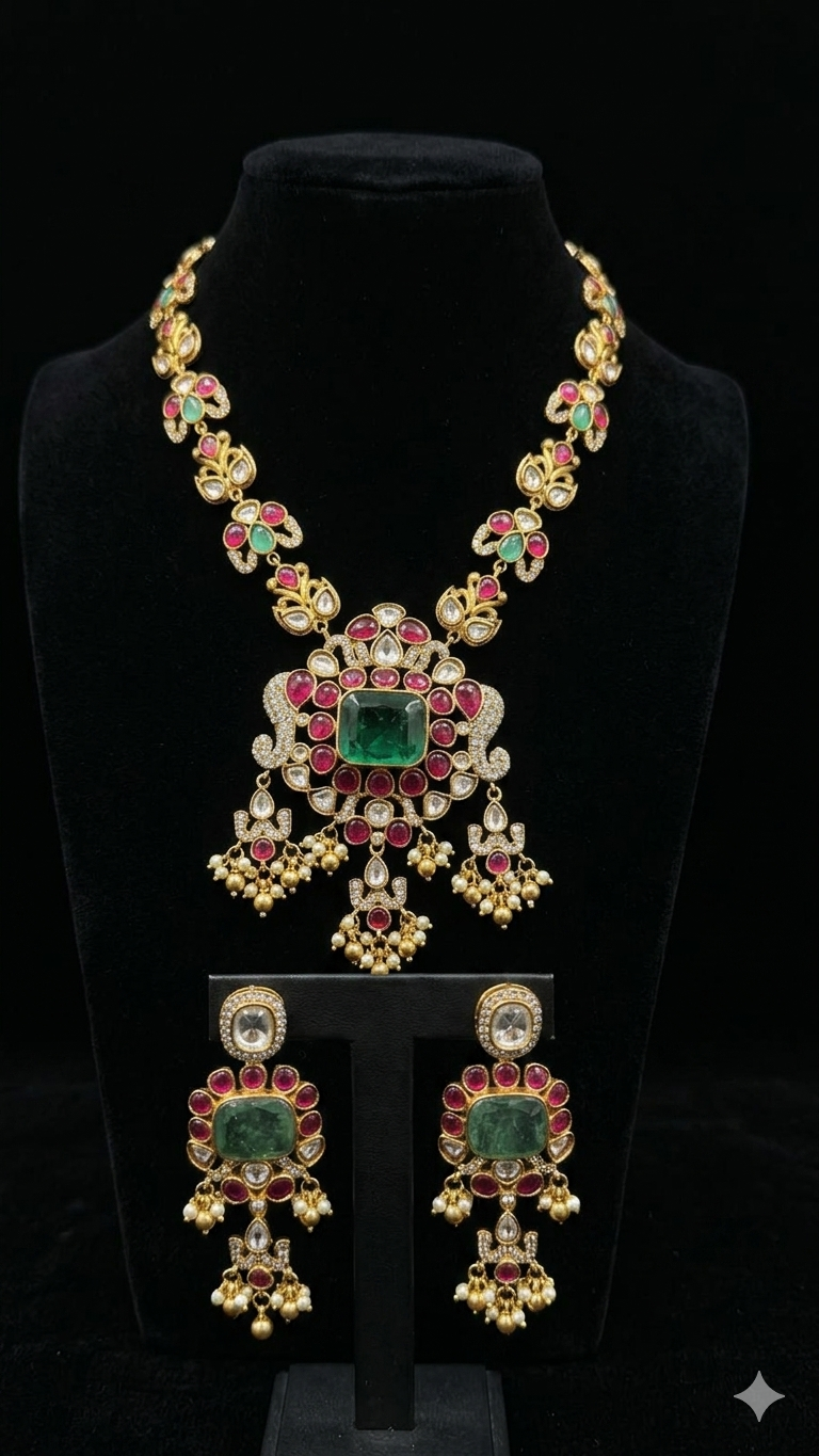 Kundan And Moissanite Necklace