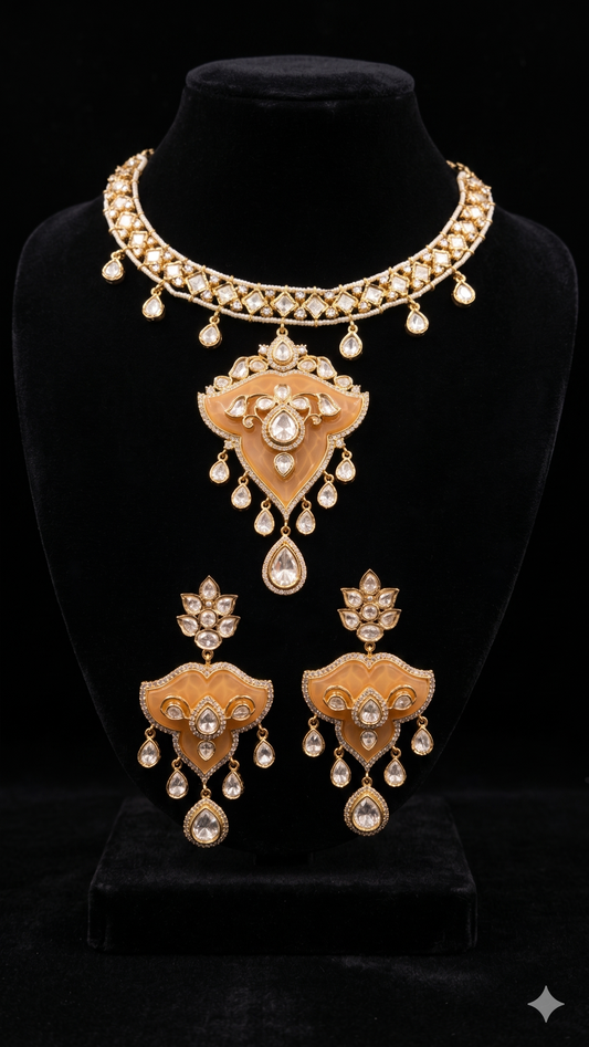 Peach polki Necklace