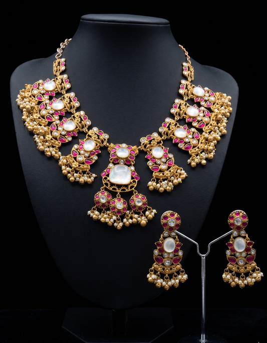 Opulent Ruby and Mother-of-Pearl Statement Jewelry Set