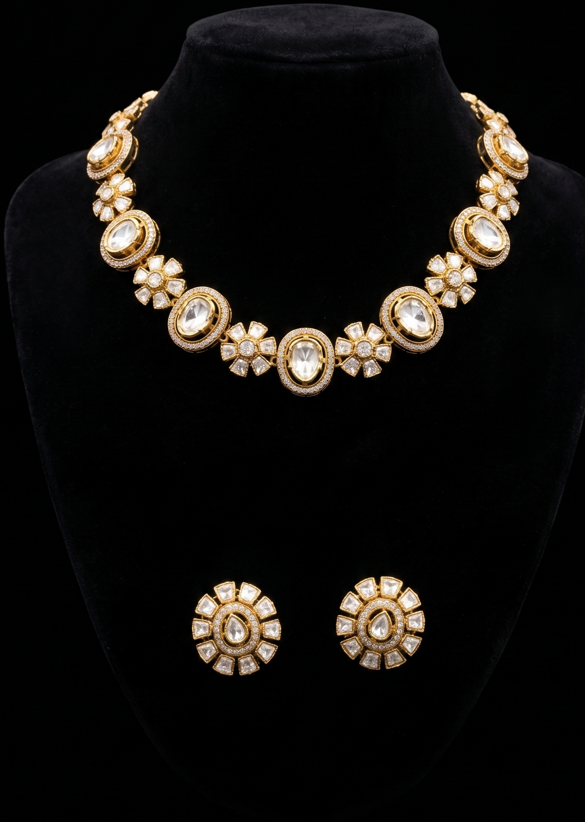 Elegant Polki-Style Choker and Earring Set