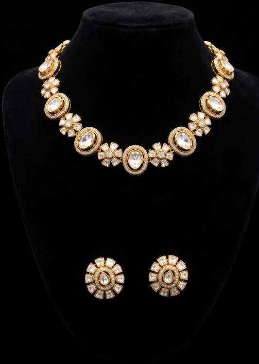Elegant Polki-Style Choker and Earring Set