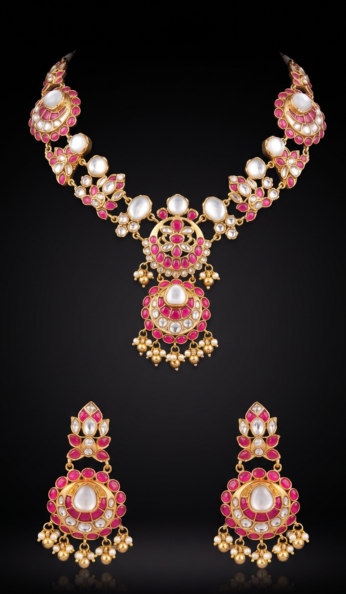 Ruby and Pearl Statement Jewelry Set