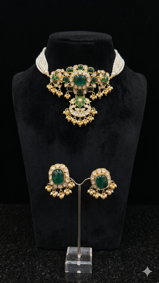 Green And Gold Choker Necklace