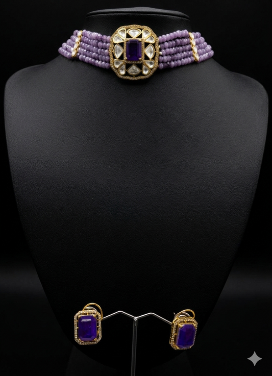 Regal Amethyst and Bead Choker Set