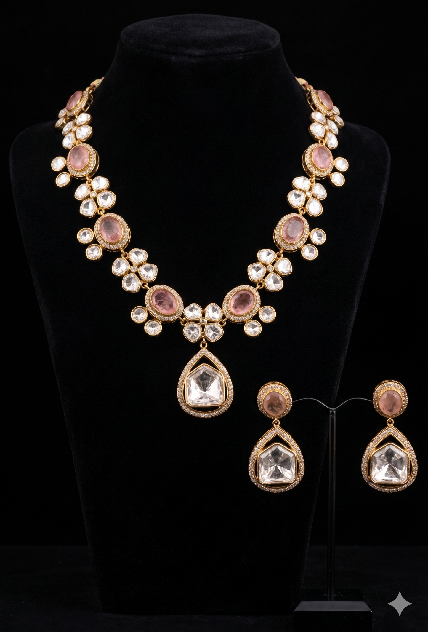 Peach Kundan Statement Necklace