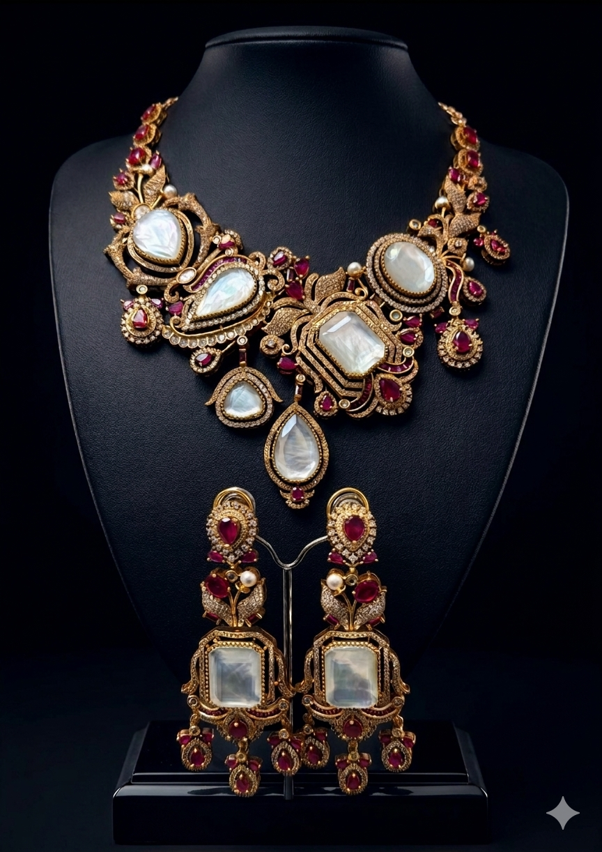 Moissanite and Kundan Stones Necklace
