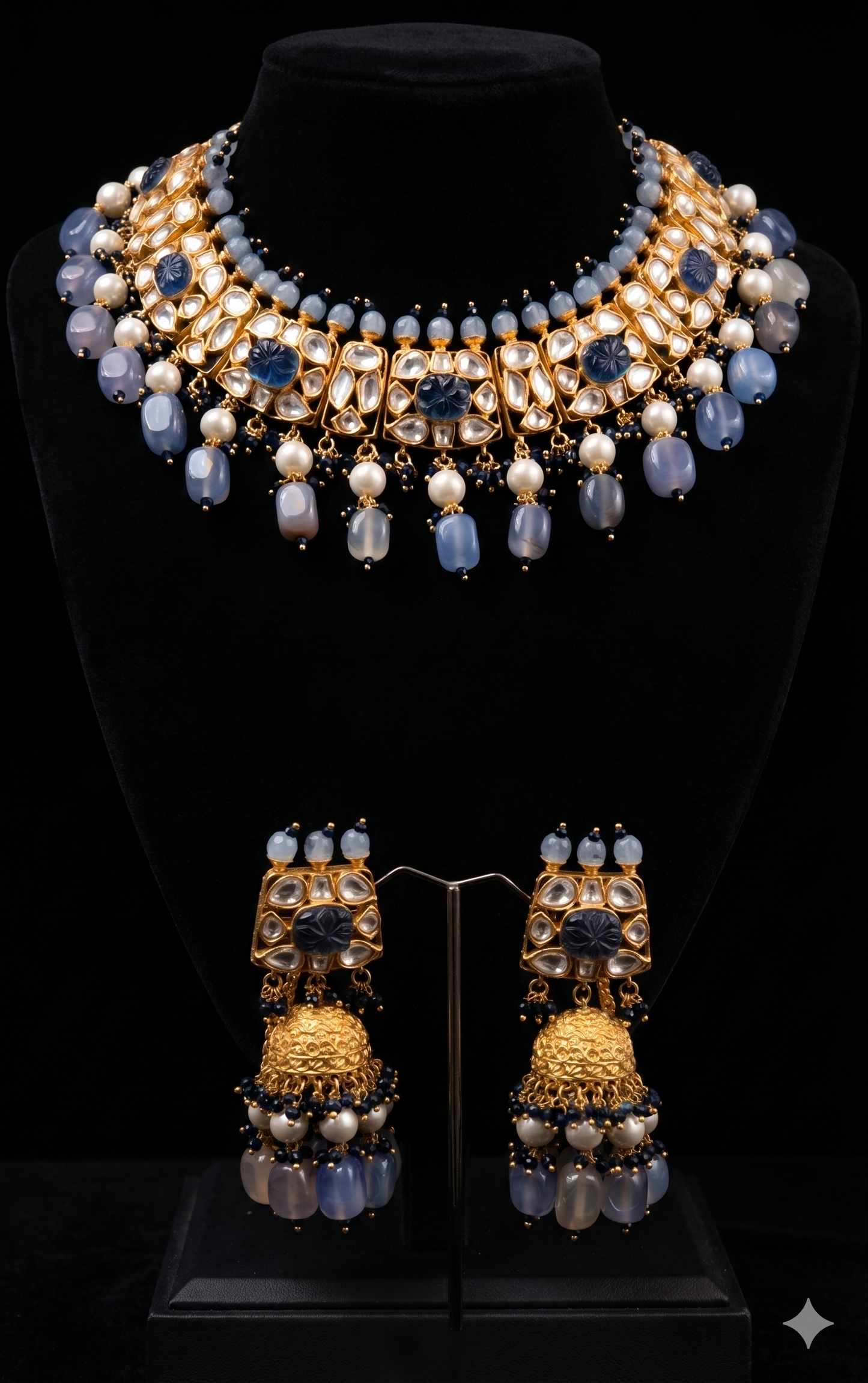 Blue and Gold Kundan Choker Necklace