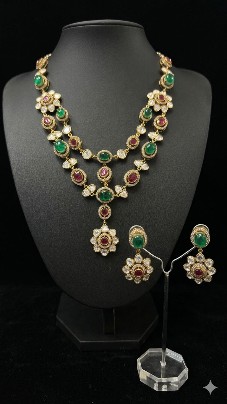 Navratna-Inspired Multi-Strand Statement Set