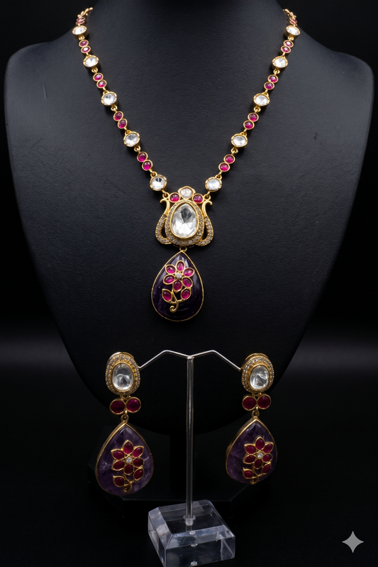 Royal Amethyst and Ruby Floral Heritage Set