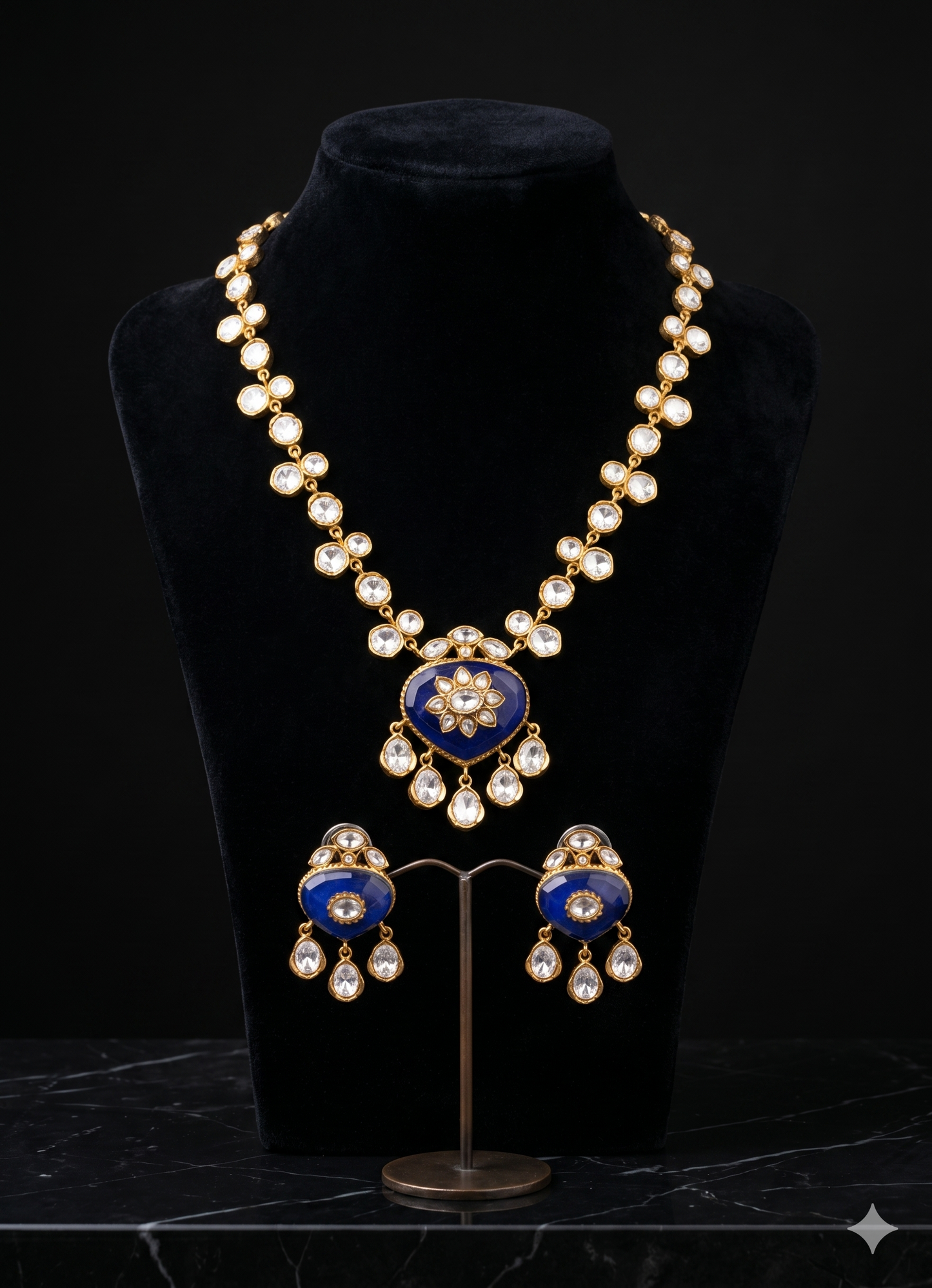 Royal Blue Stone Kundan Necklace