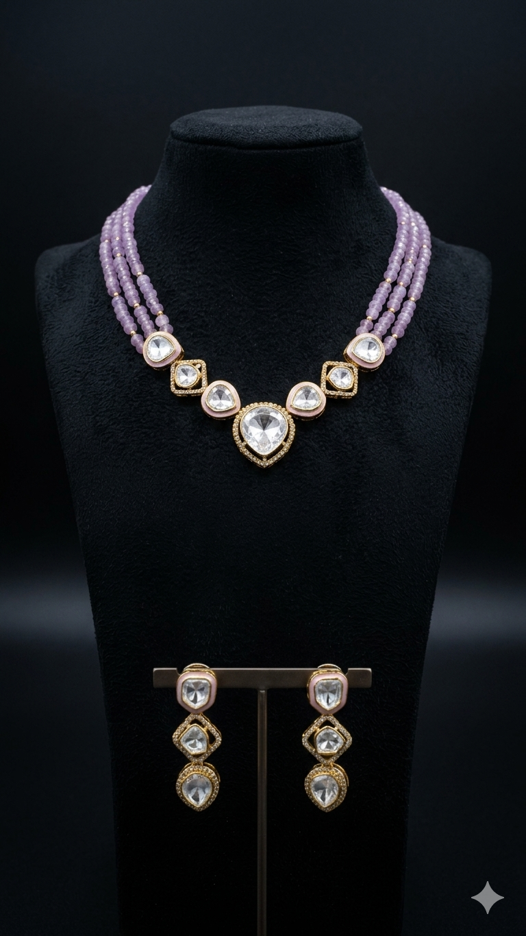 Triple strand purple Necklace