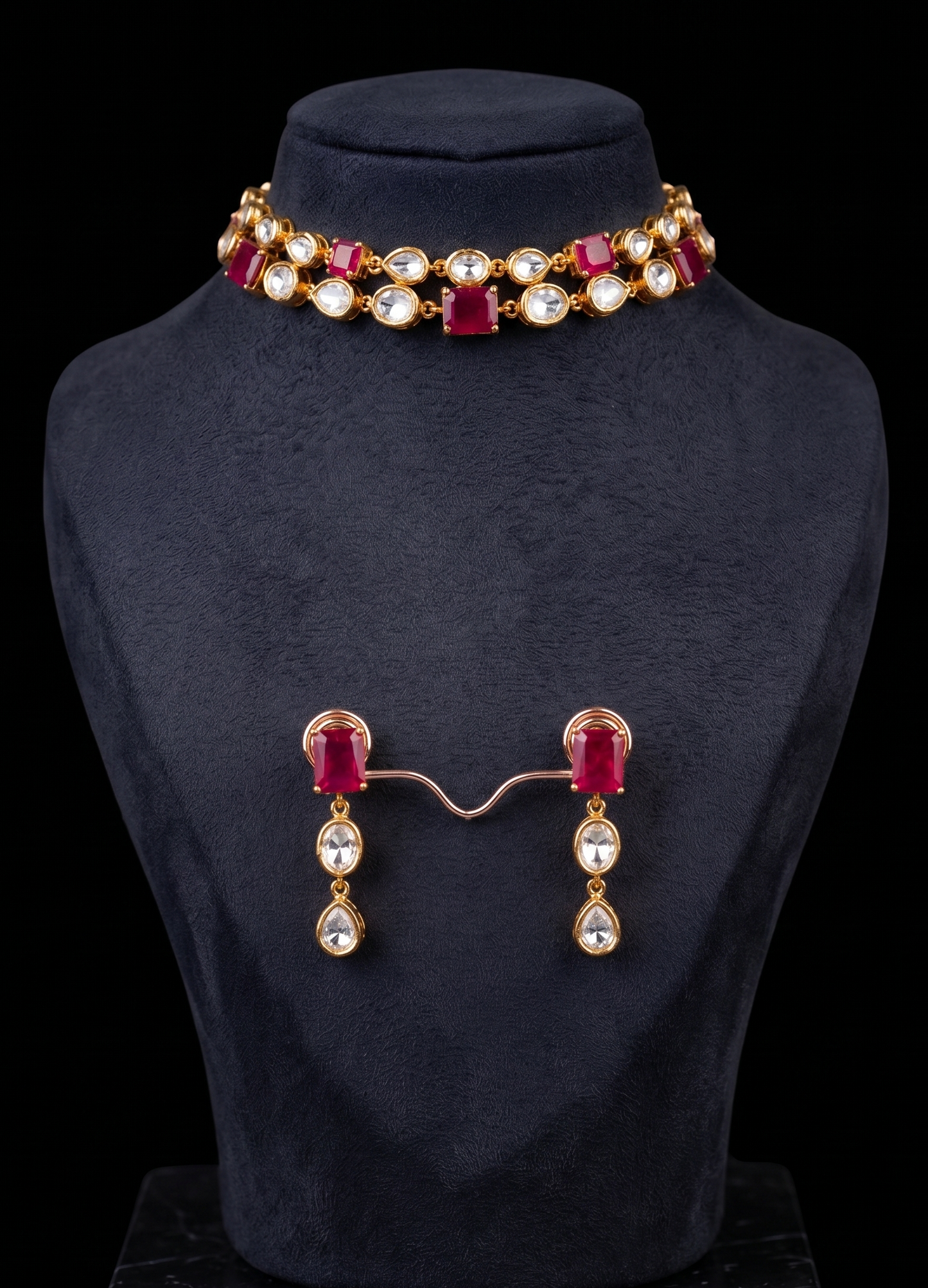 Elegant Ruby and Polki Choker Set