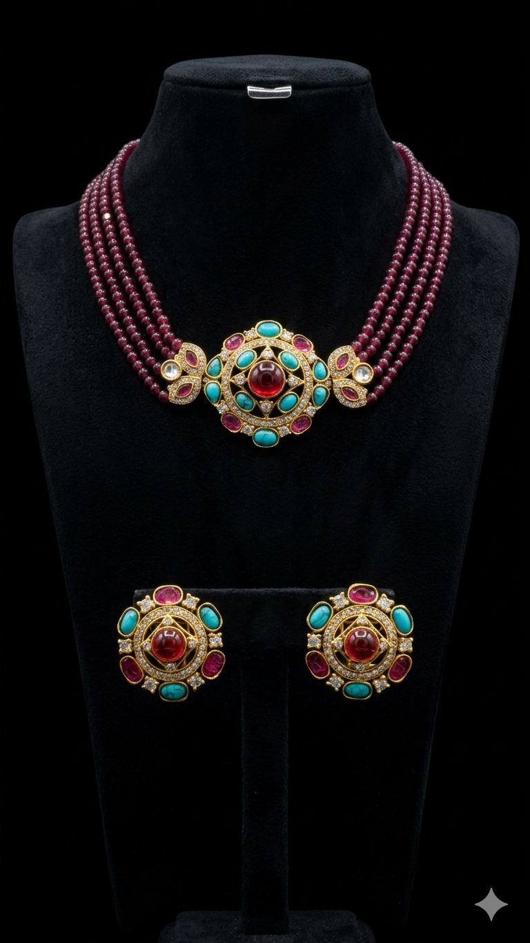 Multi String Kundan Choker Necklace