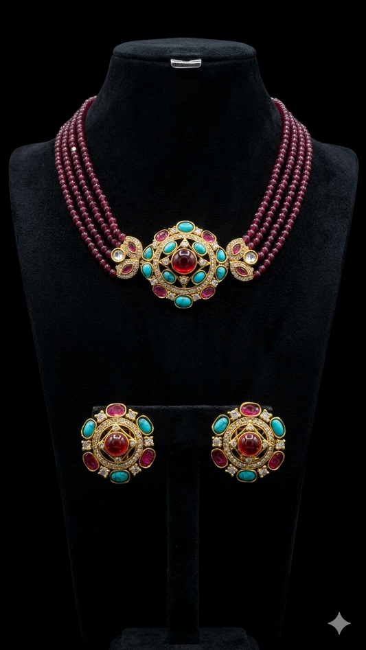 Multi String Kundan Choker Necklace