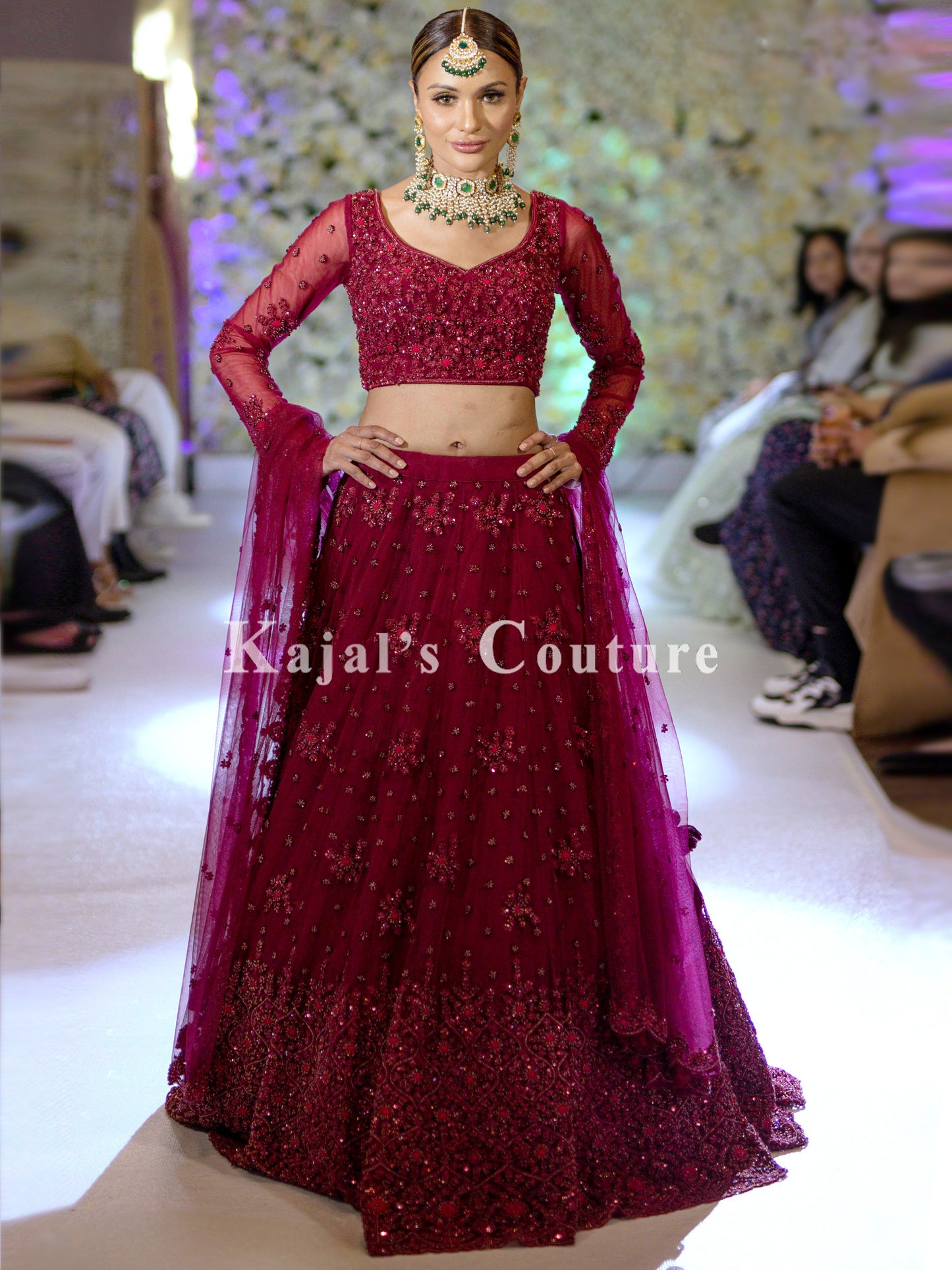 Maroon Georgette Embroidered Lehenga