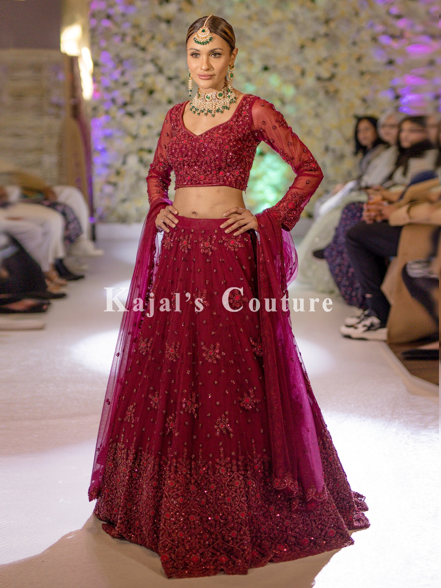 Maroon Georgette Embroidered Lehenga