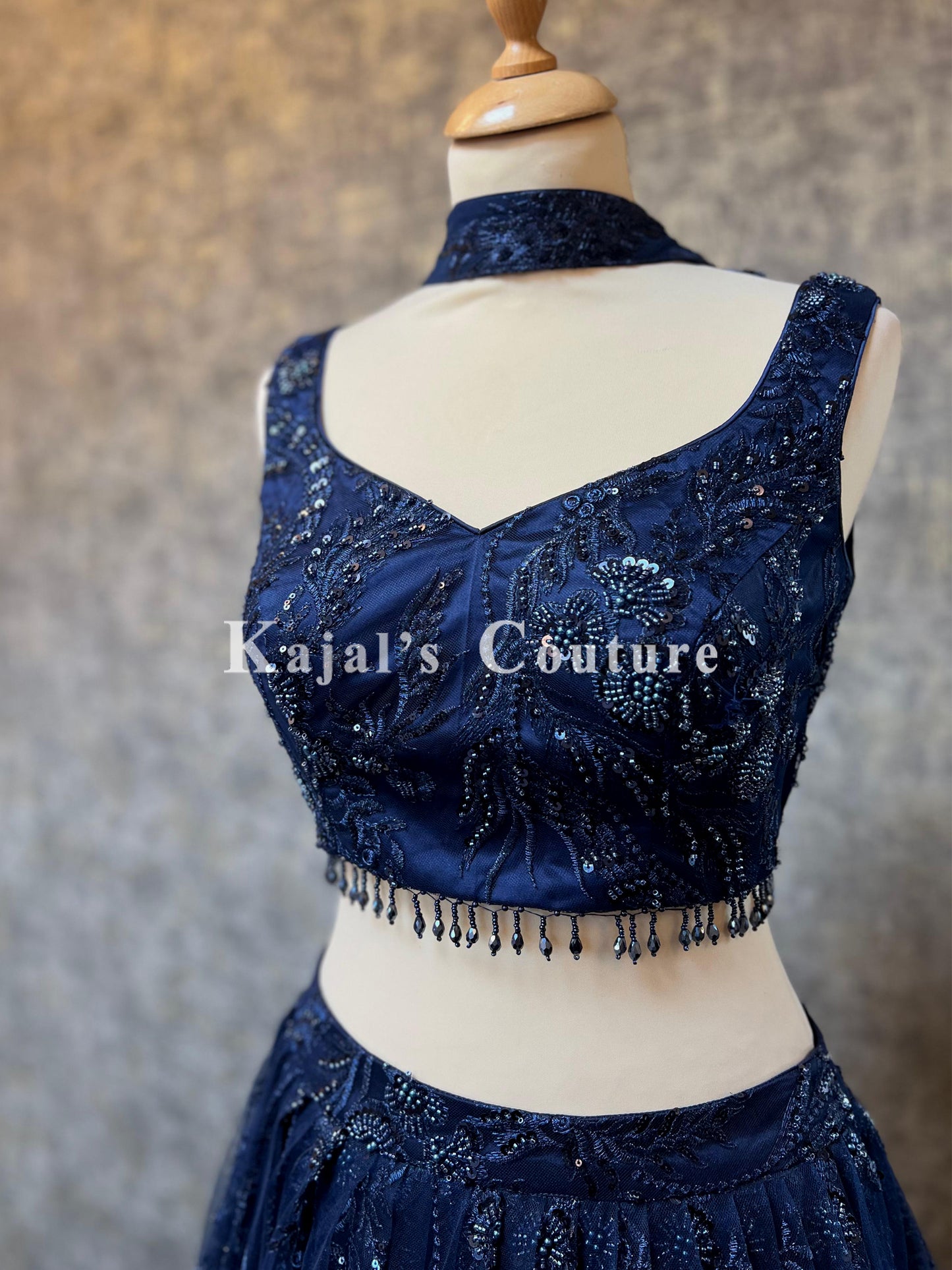 Navy Lace Lehenga