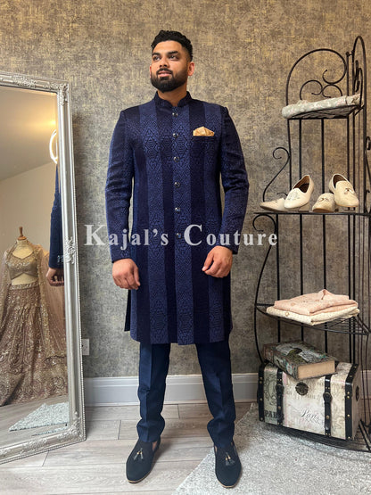 Navy Stripe Sherwani