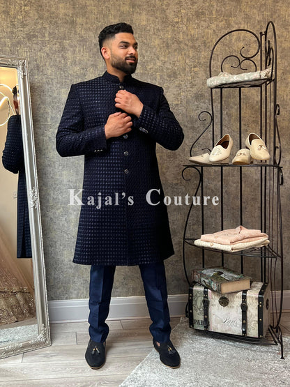 Navy Velvet Sherwani