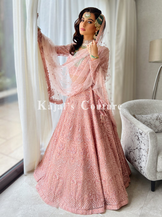 Pink on Pink Heavy Beaded Lehenga - Couture Collection