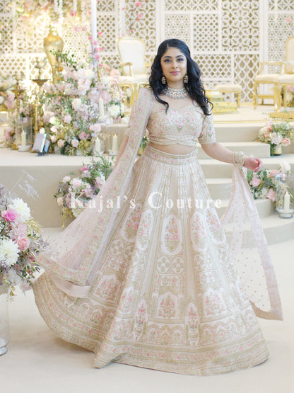 Blush Pink Floral Bridal Lehenga - Couture Collection