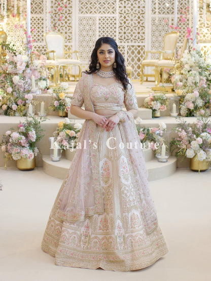 Blush Pink Floral Bridal Lehenga - Couture Collection