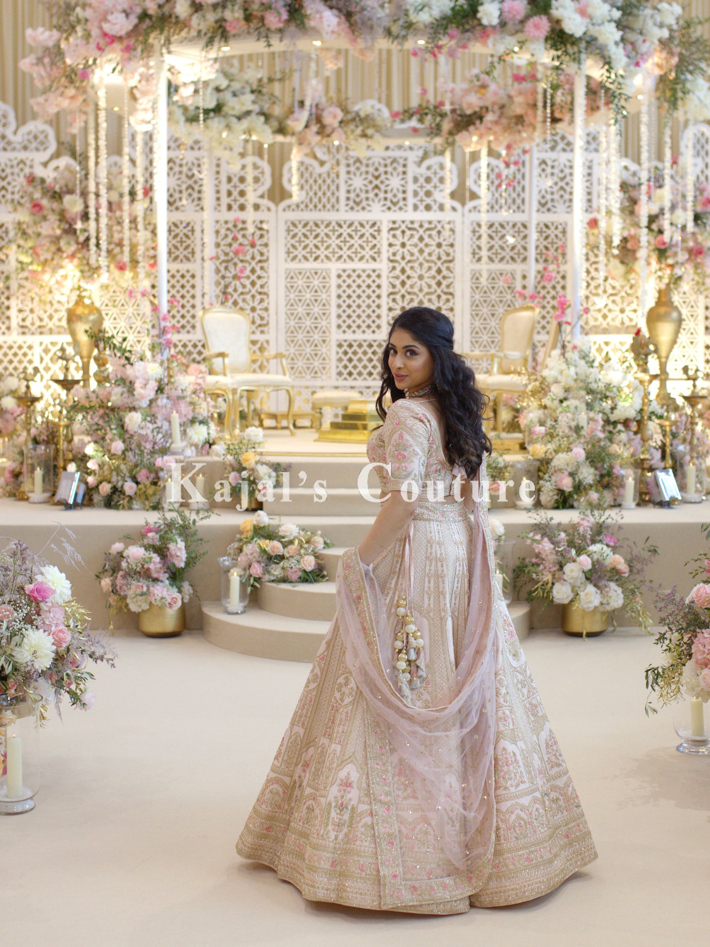 Blush Pink Floral Bridal Lehenga - Couture Collection