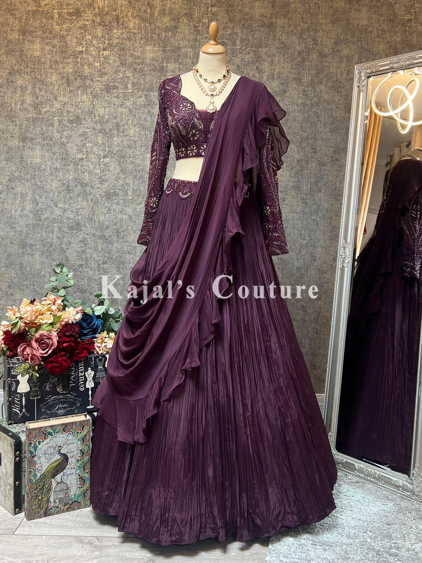 Purple soft silk Lehenga