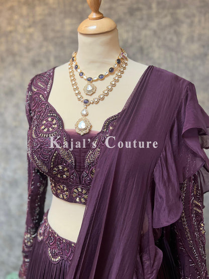 Purple soft silk Lehenga