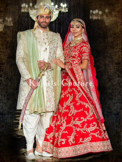 Red Paisley Bridal Lehenga - Couture Collection