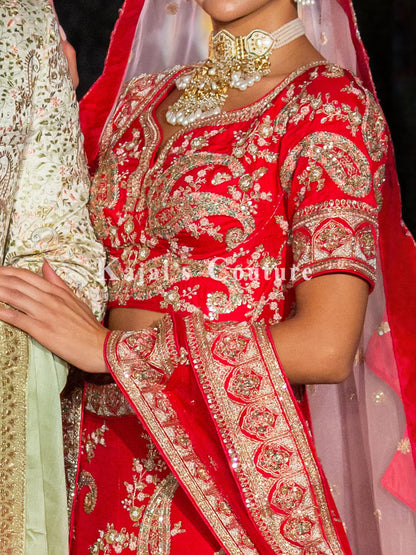 Red Paisley Bridal Lehenga - Couture Collection