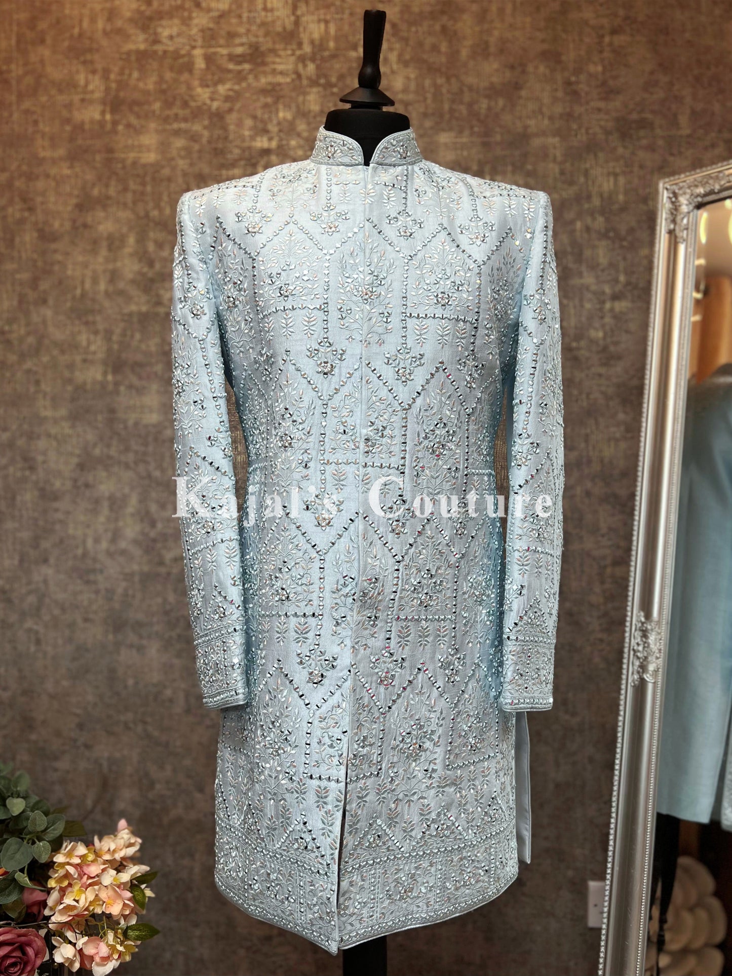 Sky Blue Mirror Sherwani