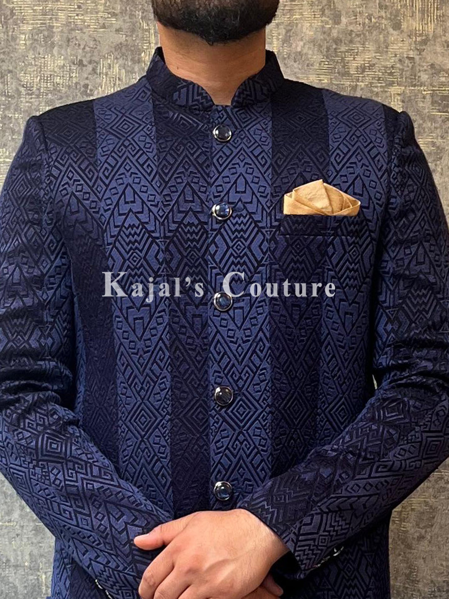 Navy Stripe Sherwani