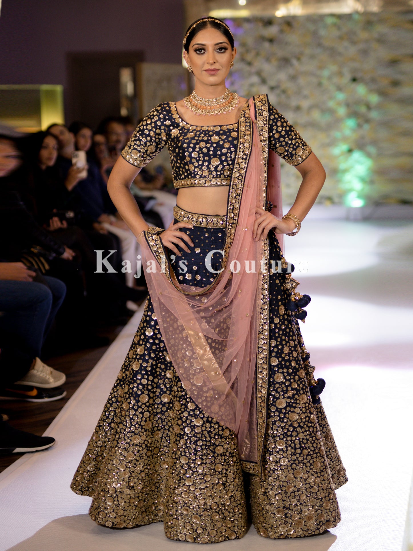 Navy & Gold Sequin Lehenga - Couture Collection