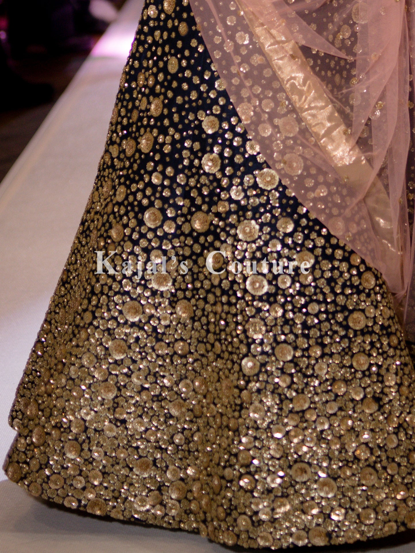 Navy & Gold Sequin Lehenga - Couture Collection