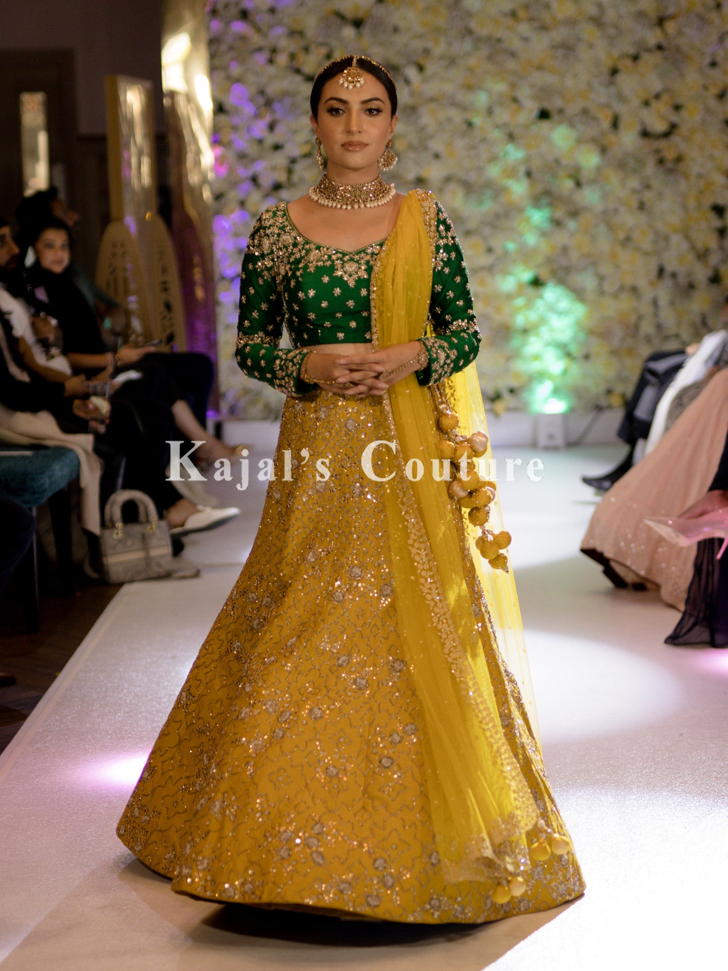 Yellow & Green Embroidered Lehenga -  Couture Collection